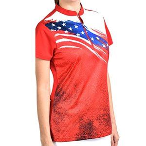 Men's Bowling Sublimation Printed Jersey, American Flag, Material Wicks Sweat M
